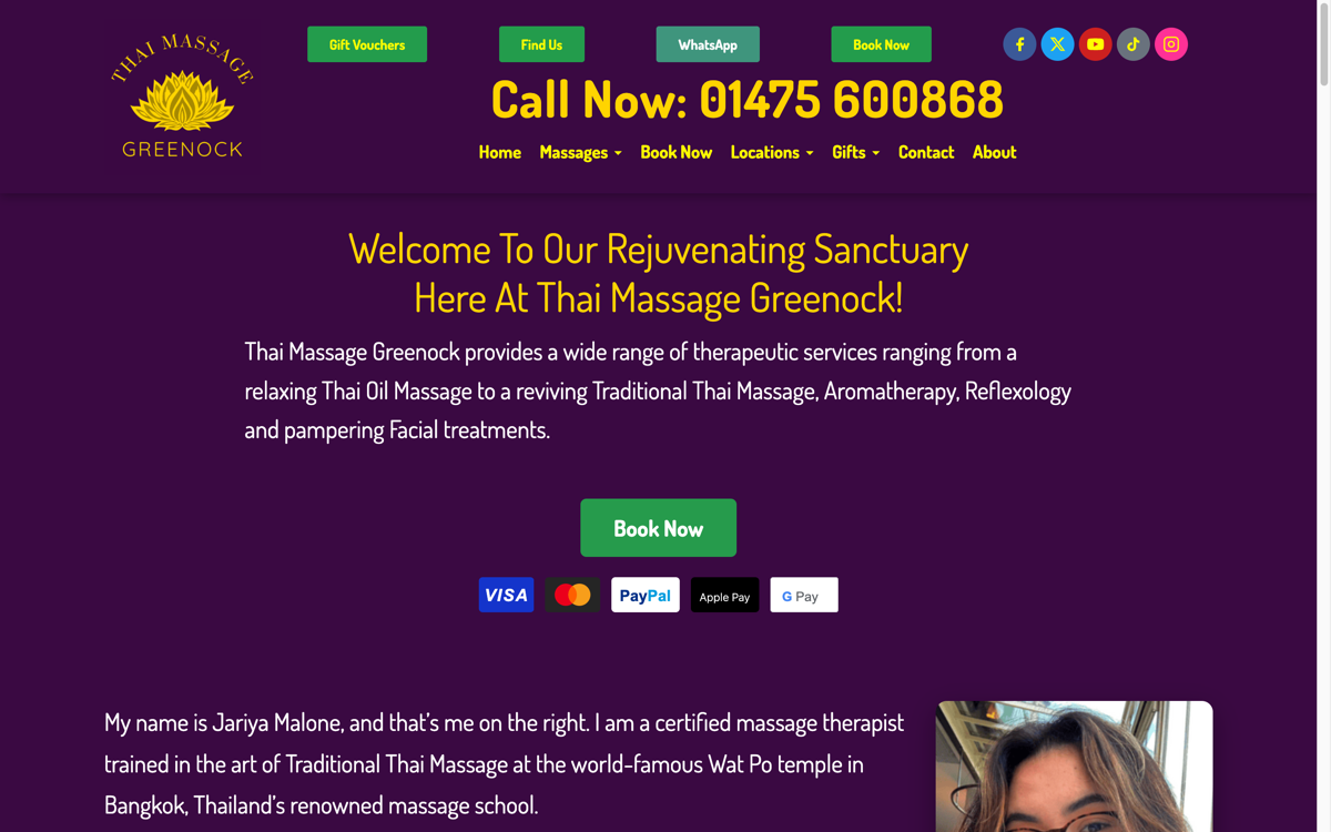 Thai Massage Greenock website